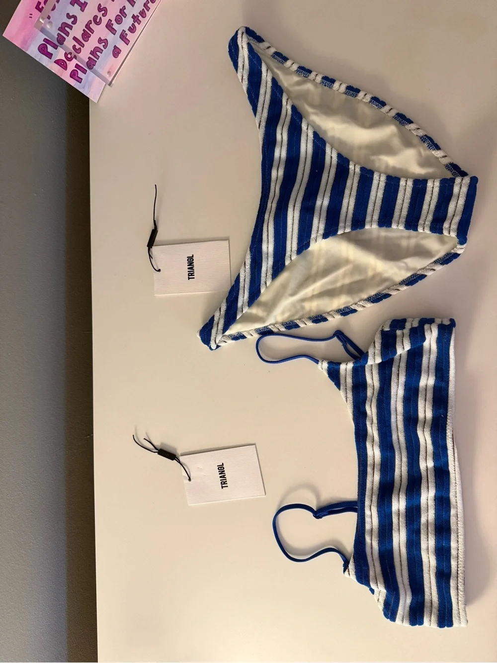 triangl swimwear Blue & White Striped Bikini Top
